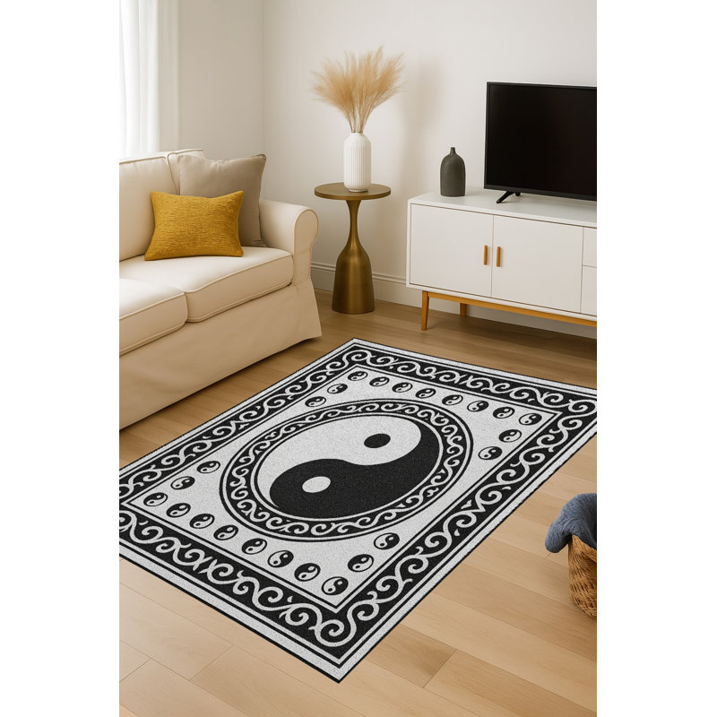 Tapis décoratif tissé crème Mosso, 3'11" x 5'11"