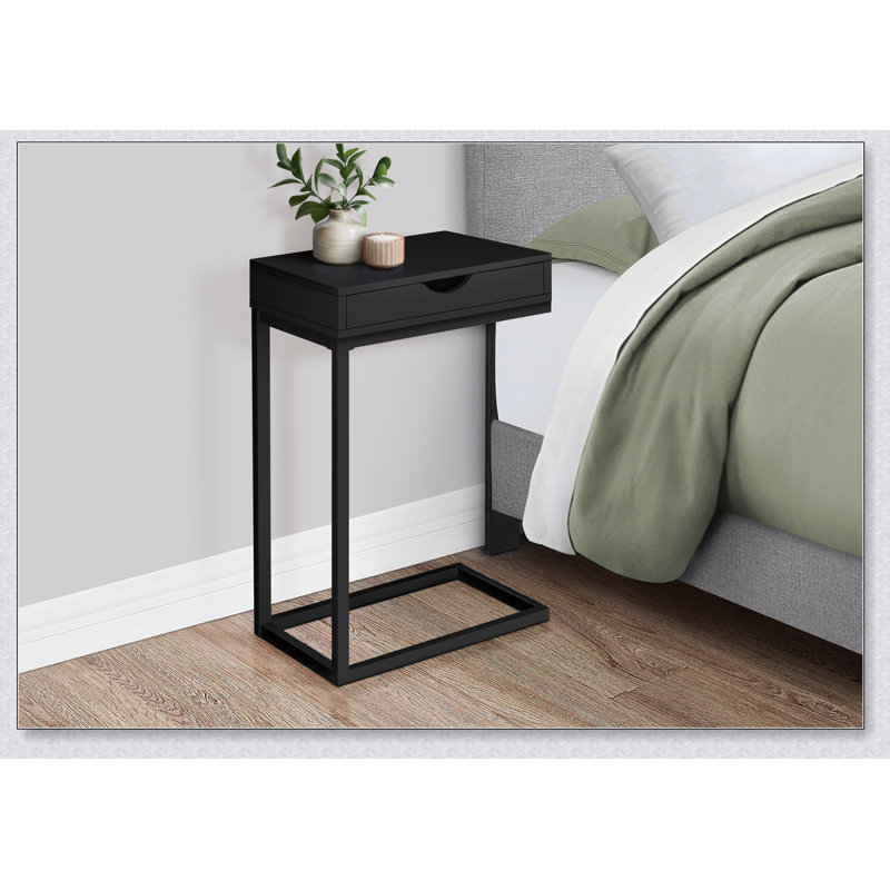 Table d'appoint en forme de C avec tiroir de rangement, idéale pour le salon et la chambre à coucher, conception moderne et peu encombrante