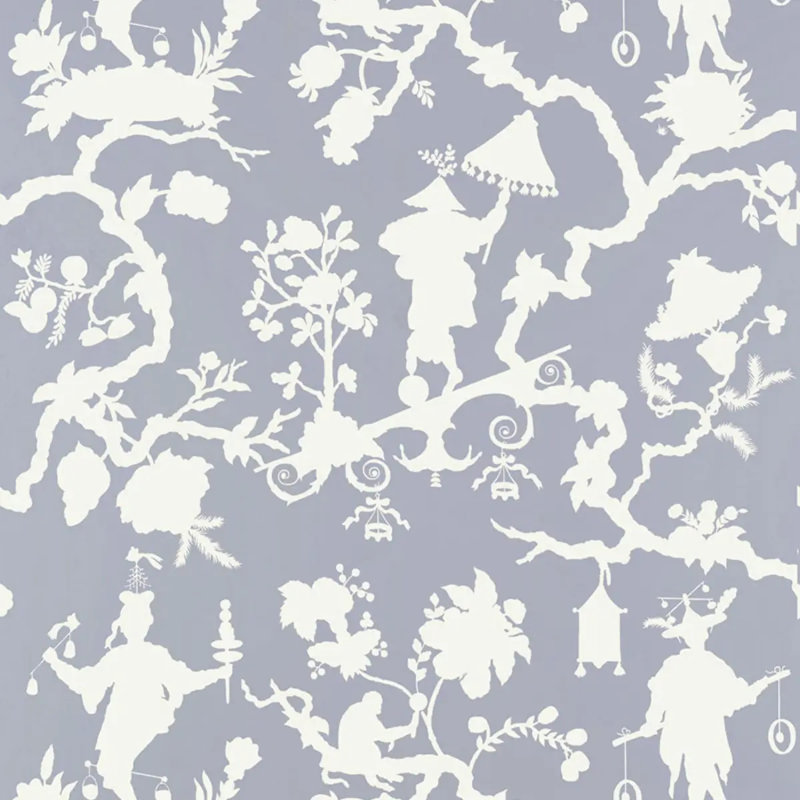 Shantung Silhouette Print Wallpaper, Wisteria