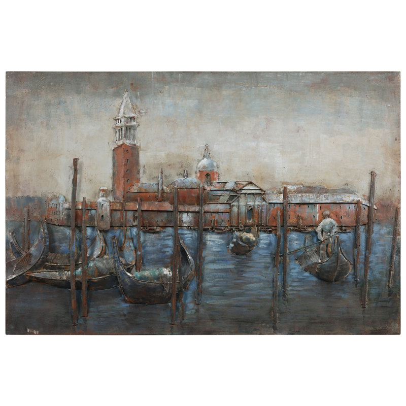 'Gondolas' Iron Hand Painted 3D Wall Art