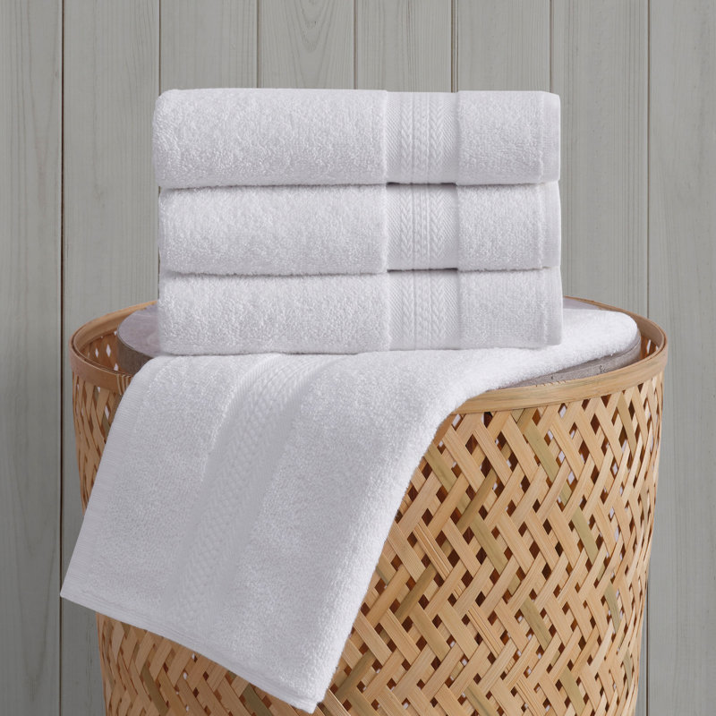 4-Pack Quick-Dry 100% Turkish Cotton Hand Towel Set for Bathroom, 16x30 Inches, White