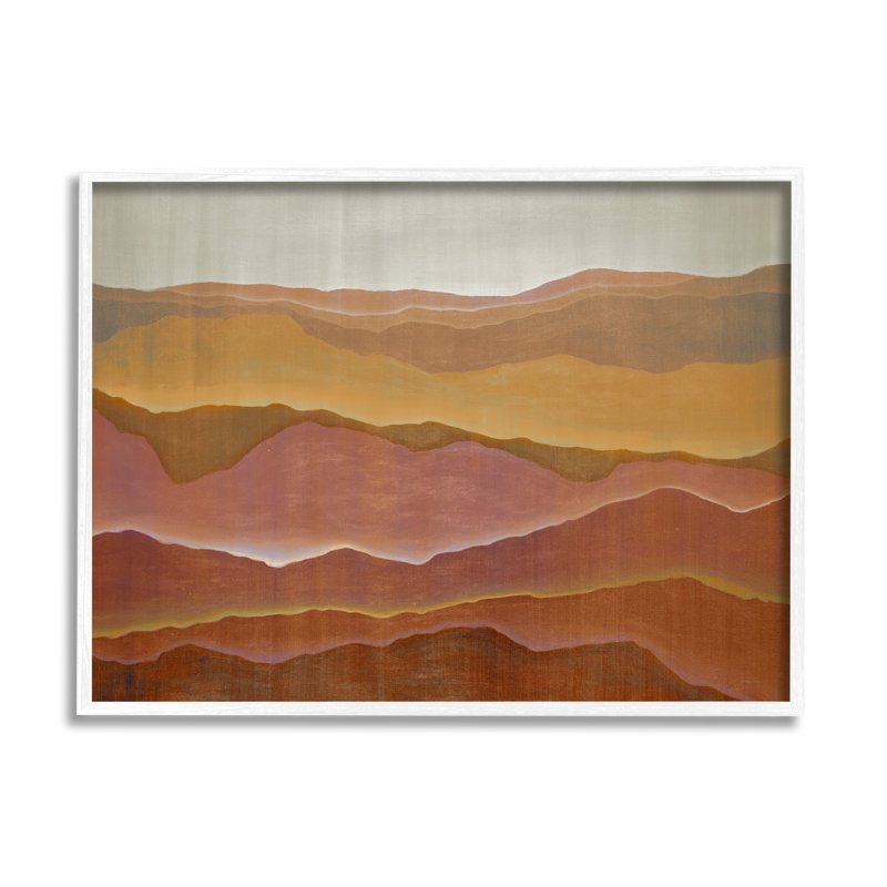 «Warm Glowing Mountain Range Overlay Desert» par Liz Jardine - peinture à cadre flottant sur bois