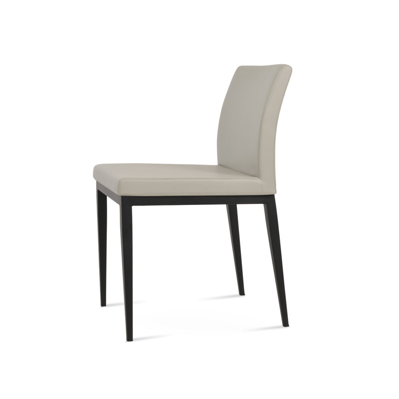 Chaise d'appoint Aria, Noir, Similicuir blanc os en microfibres de polyester et