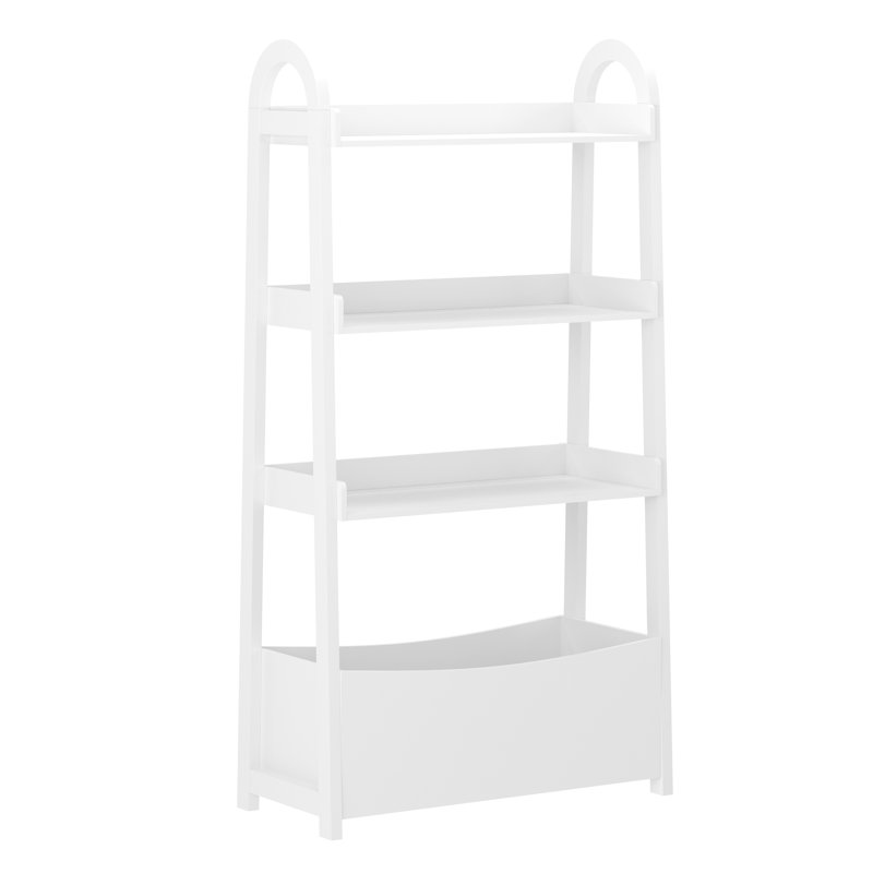 Bibliothèque pour enfants avec 3 tablettes ouvertes et compartiment de rangement inférieur