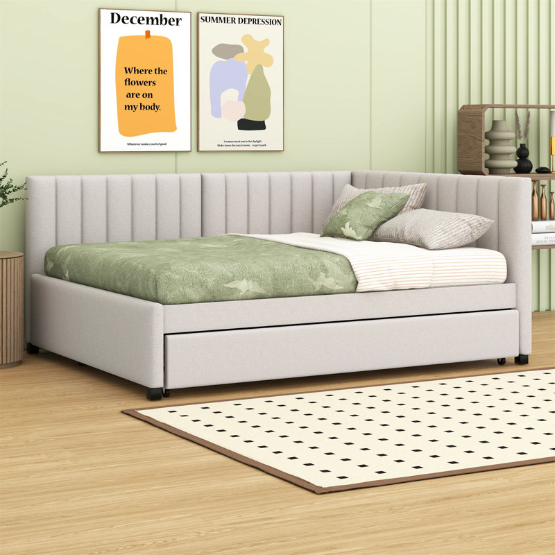 Lit de jour rembourré avec couchette, Beige