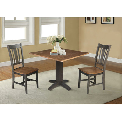  Ishka 2 - Person Solid Wood Dual Drop Leaf Pedestal Dining Set