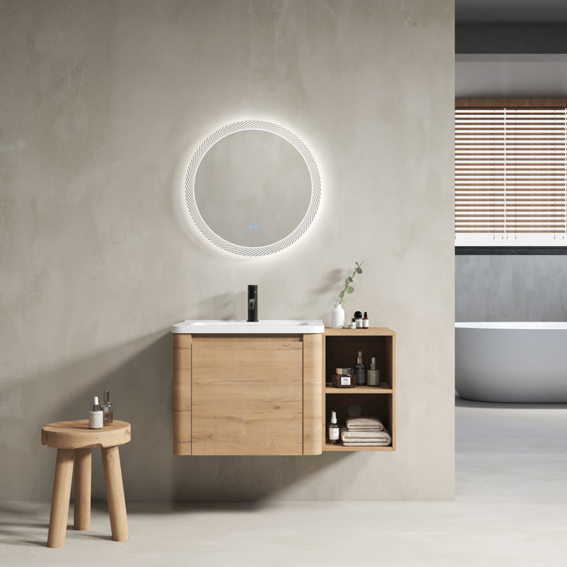 Meuble-lavabo mural 36 po avec lavabo et tablettes de rangement