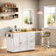 Îlot de cuisine avec table de salle à manger extensible, 3 tiroirs, prise de courant, support à épices et armoire à 2 portes-1891596283