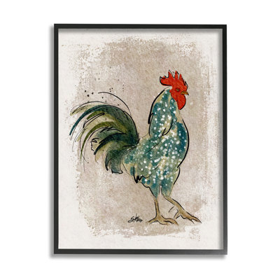 «Speckled Hen Country Bird» par Shanda Louis - cadre flottant, impression sur bois
