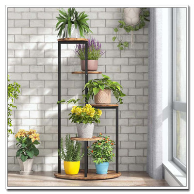 Support pour plante de coin brun rustique 4 niveaux 40,94 "