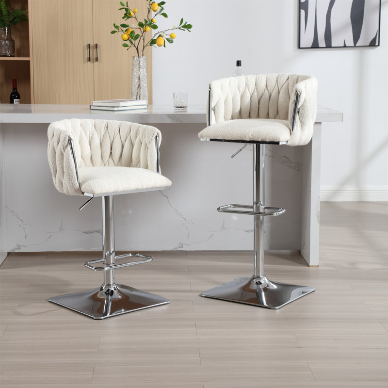 Tabourets de bar rétro avec dossier et chaises à hauteur de comptoir 2 pièces / ensemble, Ivoire ivoire