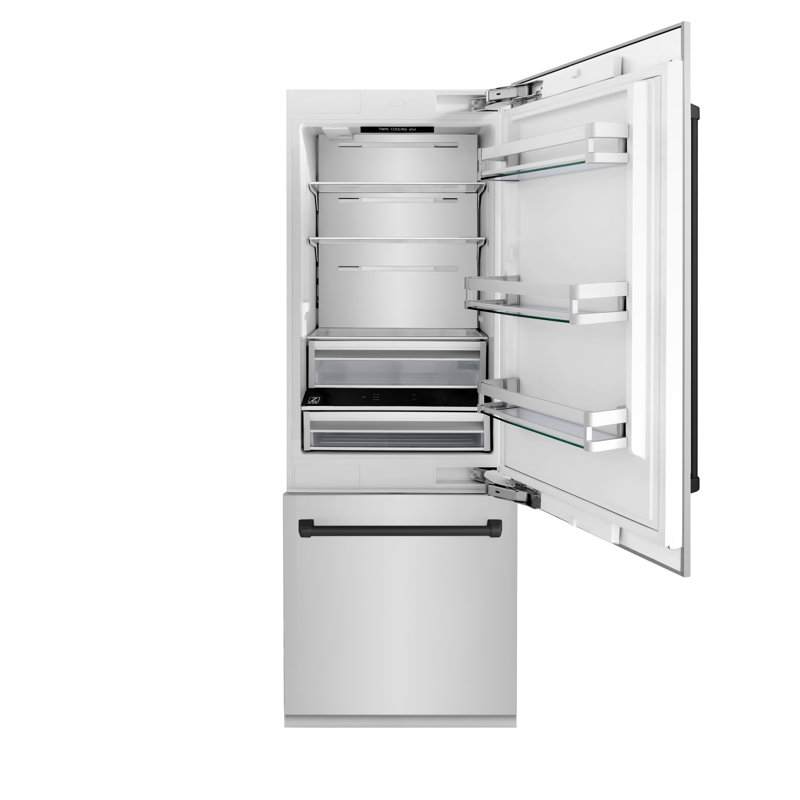 ZLINE 30 Autograph Edition 16.1 cu. ft. Built-in 2-Door Bottom Freezer Refrigerator with Accent, Gold, Satin Stainless Steel