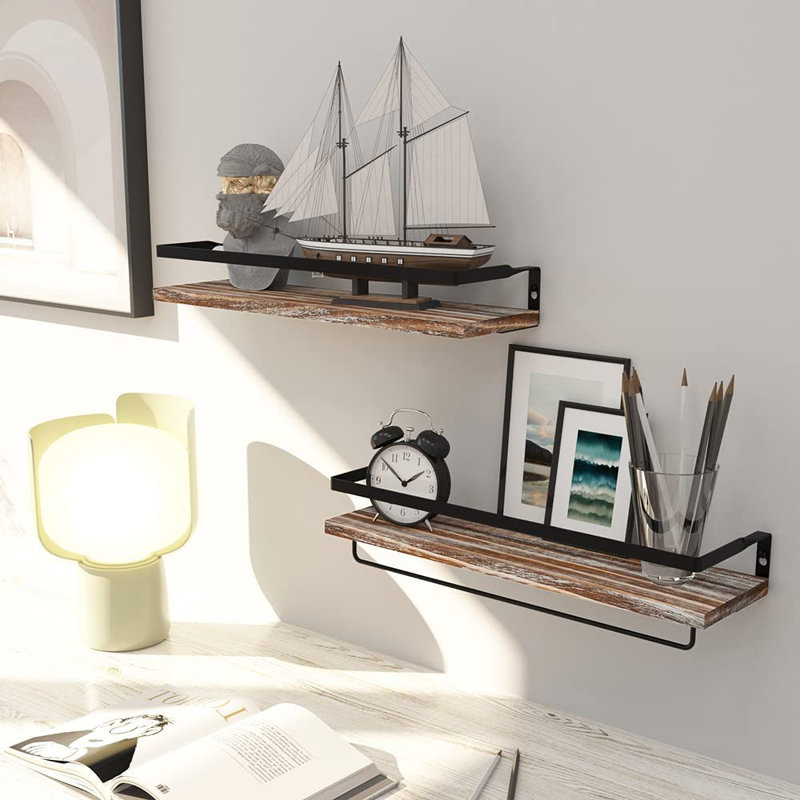Akakios 2 Piece Floating Shelf, White Washed