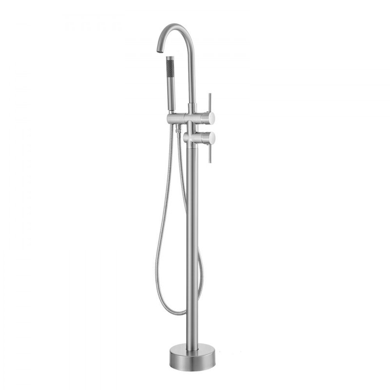 Freestanding Bathtub Faucet, Floor Mount, Freestanding Tub Filler, Shower Mixer Taps, Two Water Modes, 360° Swivel Spout, for Bathing & Showering Pet Bathing Cleaning Drains Toilet Flushing