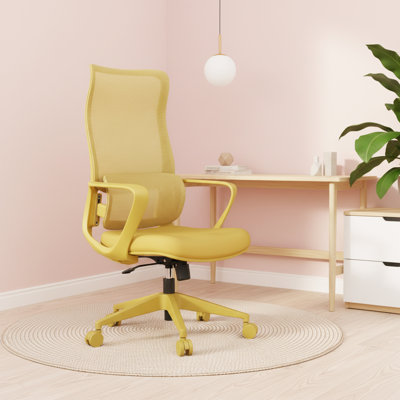 Ergonomic Colorful Office Chair 300lb Home Office Mesh Breathable High Back With Adjustable Lumbar Support Computer Chair,Fireproof (Yellow)