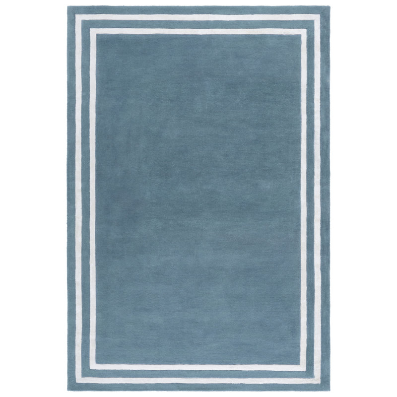 Lauren Ralph Lauren 6953 Hand Tufted Wool; Viscose Geometric Rug in Light Blue/Ivory, Rectangle 6' x 9'