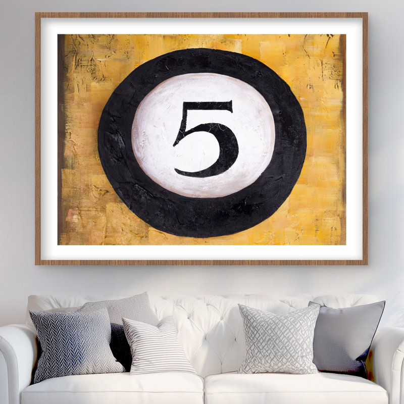 Billiard Ball No5 - reproduction encadrée matte pour la décoration intérieure, H 36 po x l 48 po, Brun