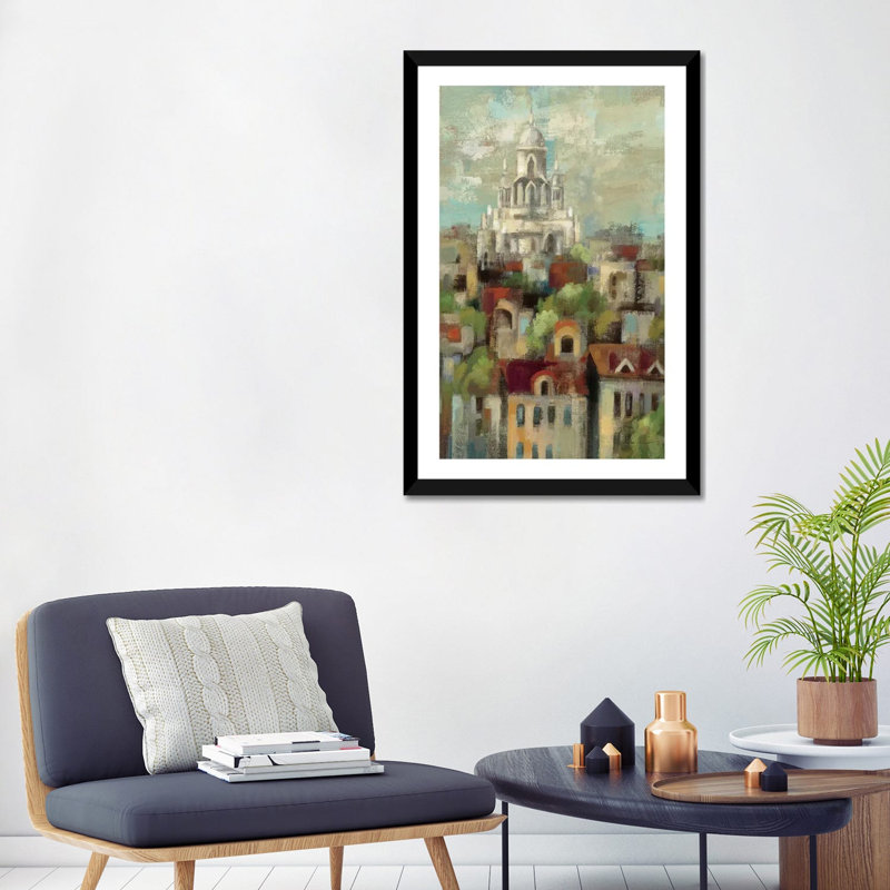 «Spring in Paris I» par Silvia Vassileva - reproduction d'art, H 32 po x l 24 po x P 1 po, Papier encadré noir, Blanc
