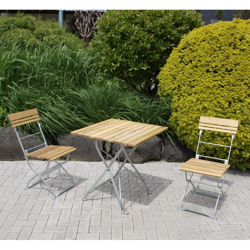 Weslaco 2 - Person Acacia Solid Wood Patio Dining Set Square Table