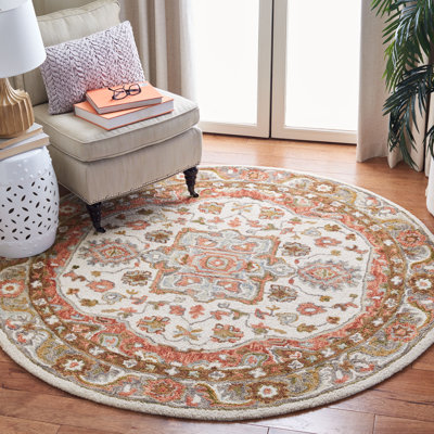 Marchesini Oriental Handmade Tufted Wool Ivory/Red Area Rug