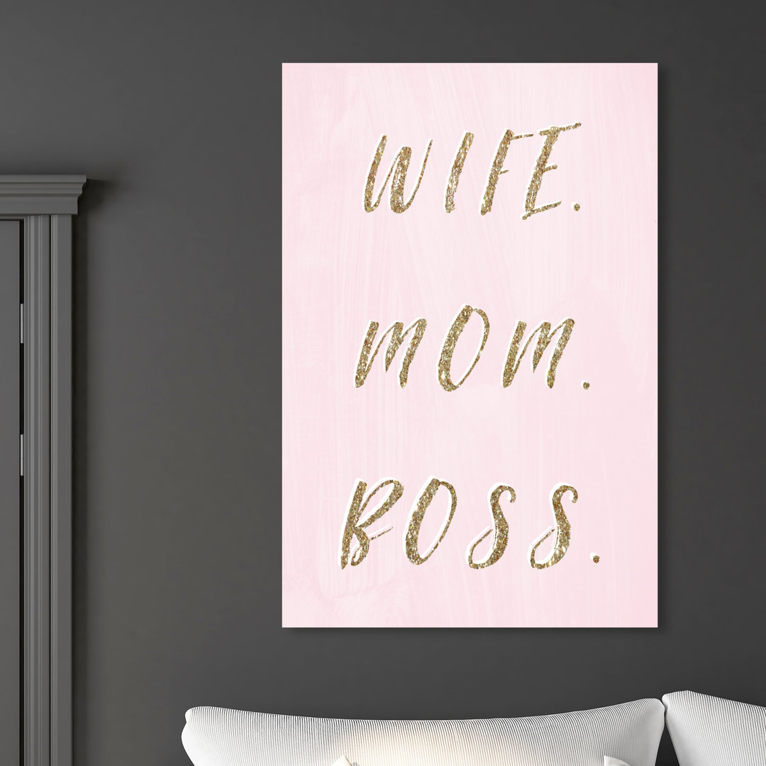 'Wife Mom Boss' Typography on Wrapped Canvas