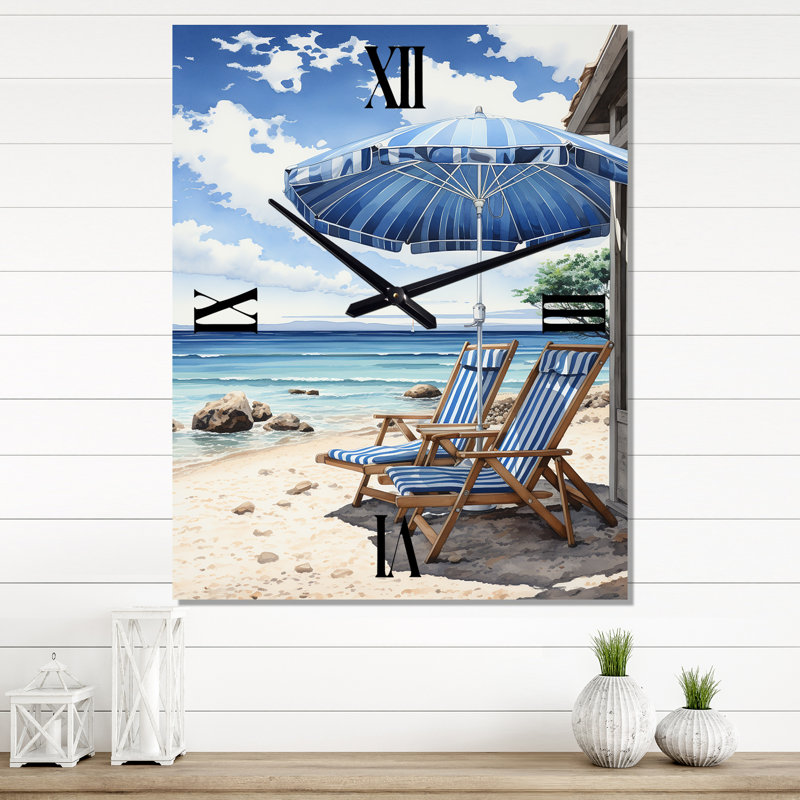 Andrra - Horloge murale nautique et de plage surdimensionnée, H 32 po x l 24 po x P 1 po