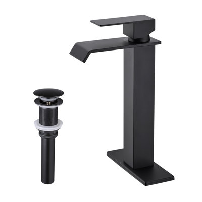 Robinet de lavabo de salle de bain à poignée simple avec bonde escamotable Waterfall, durable et facile à installer
