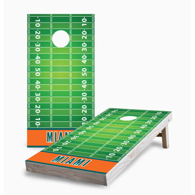 Miami Football V3 2x4 Cornhole Board Set | Includes (2) Boards (8) Bags & Optional Accessories
