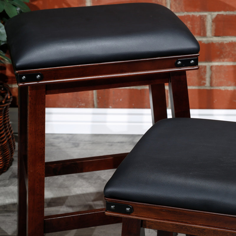 Tabouret de bar 30 po avec siège en cuir noir - apparence attrayante
