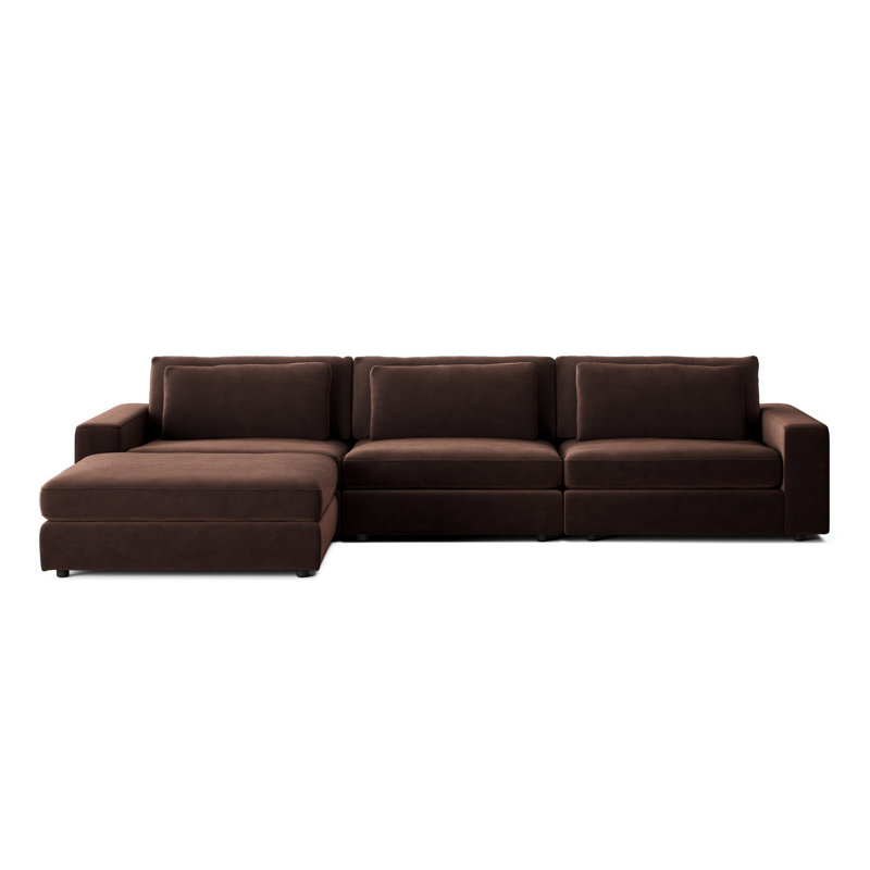 Canapé modulaire 3 pièces avec repose-pieds Bloor, Mélange de coton et de cacao Surrey