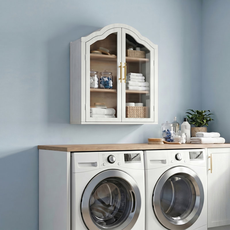 Armoire murale arquée, Blanc, 31.5" H x 23.6" W x 9.5" D