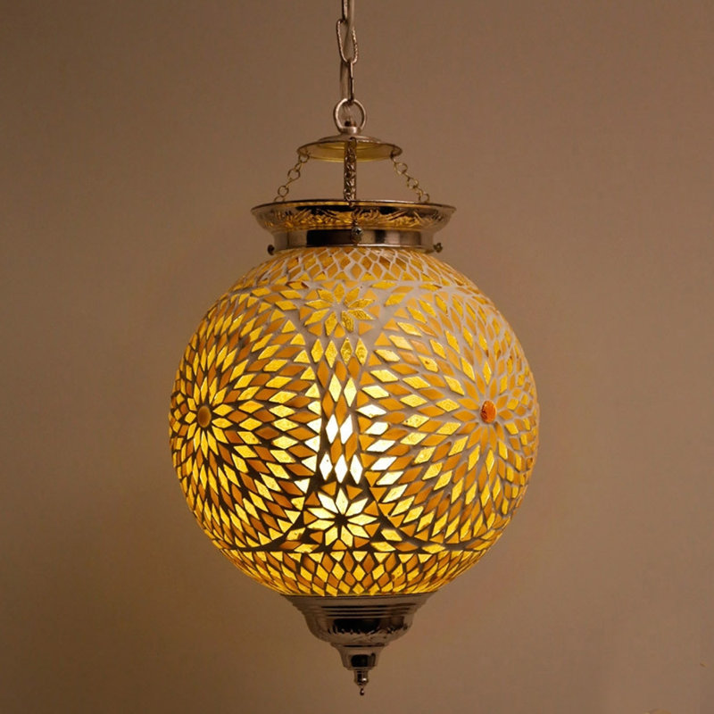 Charron 1 - Light Gold Sphere Pendant, Brown/Beige