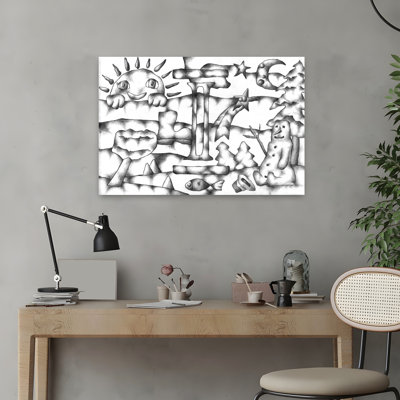 «Whimsical Winter World Whimsical Abstract Contemporary Fish Landscape Nature», reproduction d'art mural