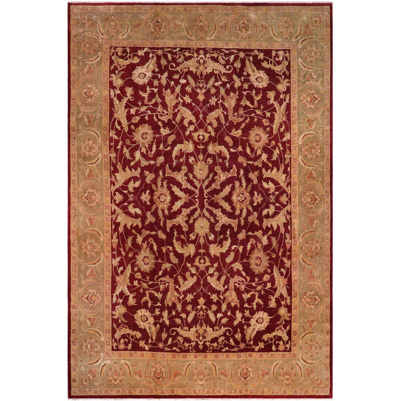 Tapis unique rouge / vert 11 pi 10 po x 16 pi 9 po Kellyanna par Arshs Fine Rugs