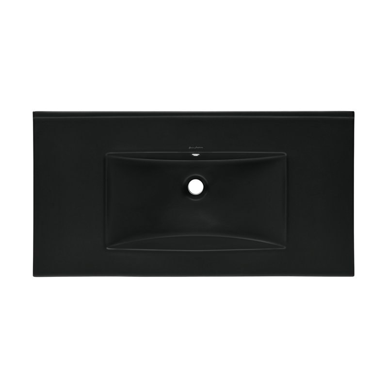Comptoir de meuble-lavabo, Noir mat, Zéro trou