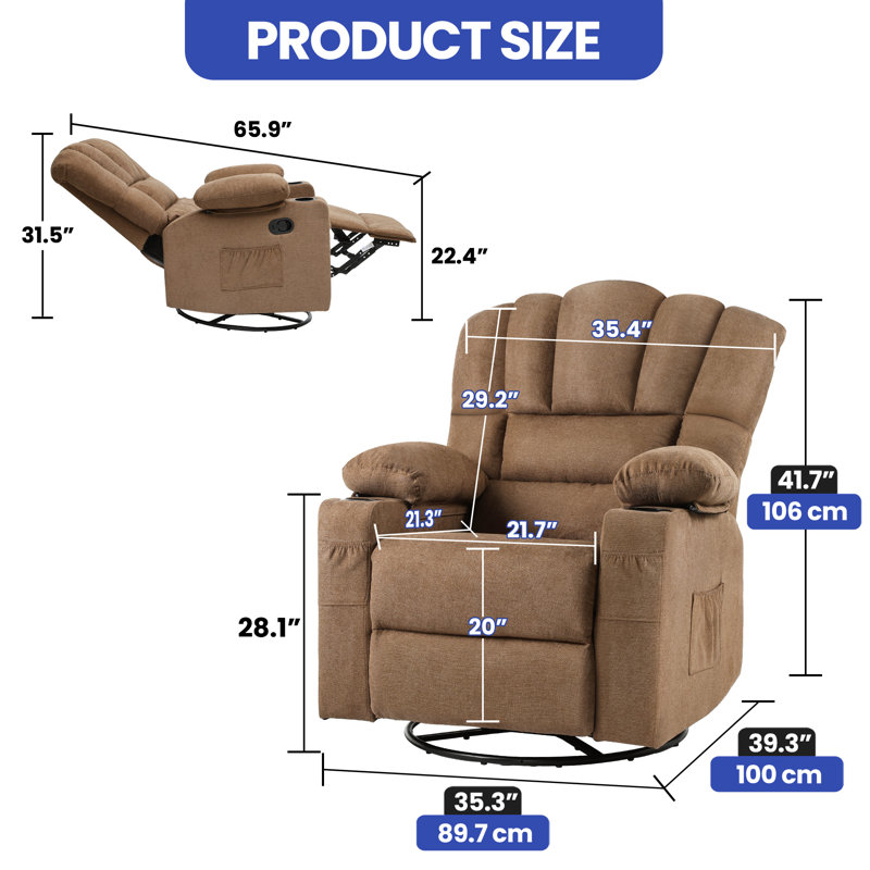 Fauteuil inclinable Taheim, Tissu brun