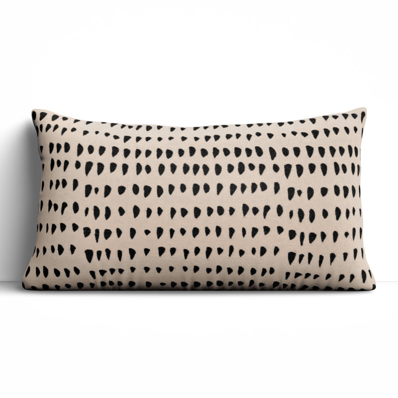 Fabray Embroidered Lumbar Pillow, Black/Natural