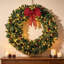 Couronne de Noël Crestwood Spruce pré-illuminée avec nœud, différents modes d'éclairage, baies rouges et pommes de pin-1341436579