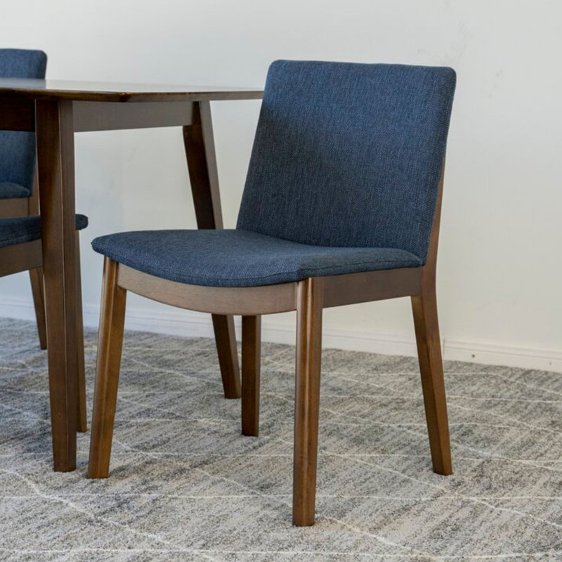 Ensemble de salle à manger moderne 5 pièces avec 4 chaises en tissu bleu Jolyn