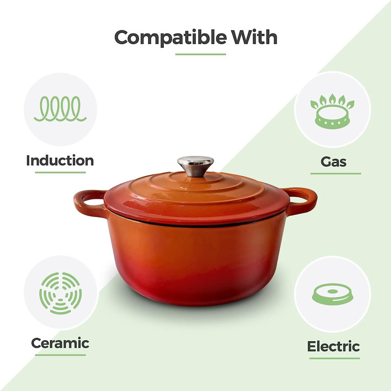 Cast Iron Casserole Dish - 3L, Orange