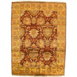 Wool Oriental Area Rug in Gold/Red