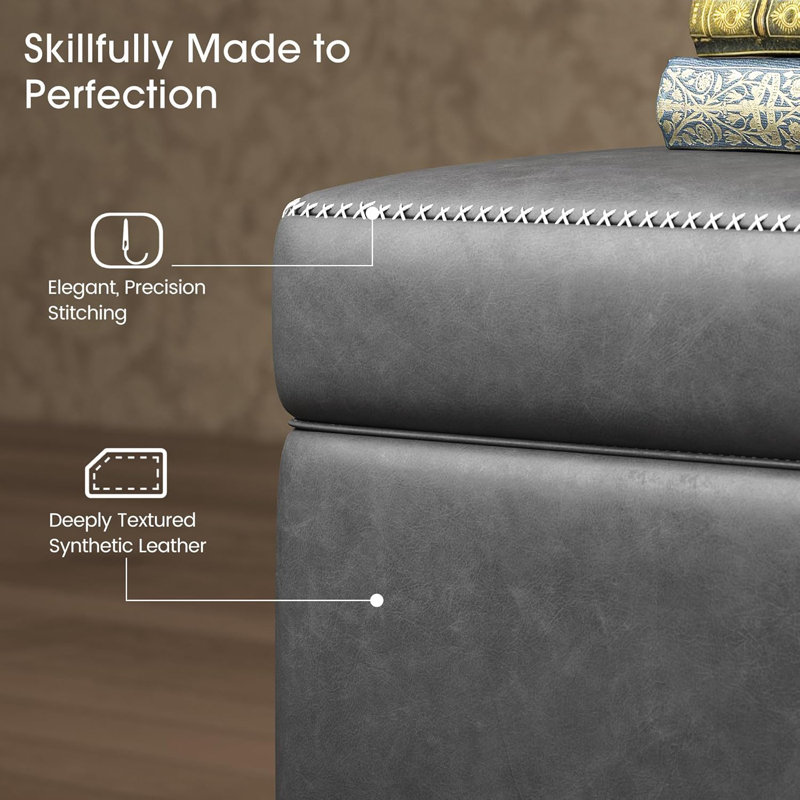 Storage Ottoman Bench, Grey