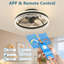 Ventilateur de plafond intelligent 20 po noir avec fonction silencieuse, réglage à plusieurs vitesses pour la chambre à coucher, la salle d'étude et la salle à manger-1044776297-1044776298