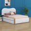 Lit plateforme tapissier avec pieds de soutien en bois et lit gigogne