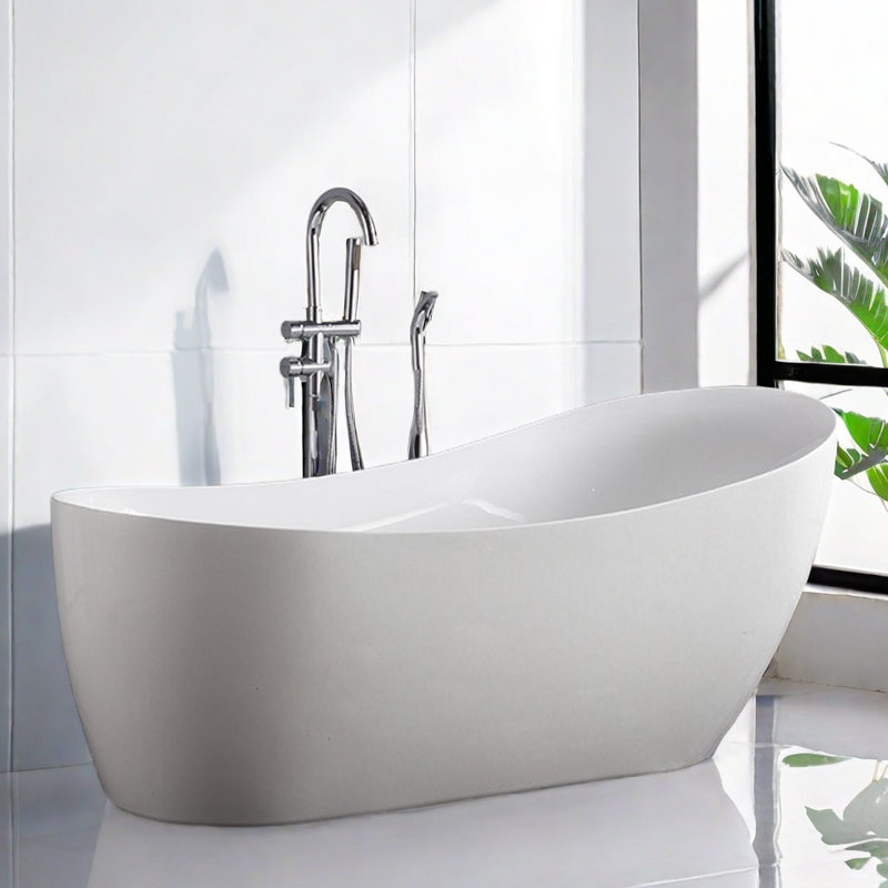 Simple Modern Acrylic Bathtub 62.99'' W 23.62'' H Tub & Shower Kit