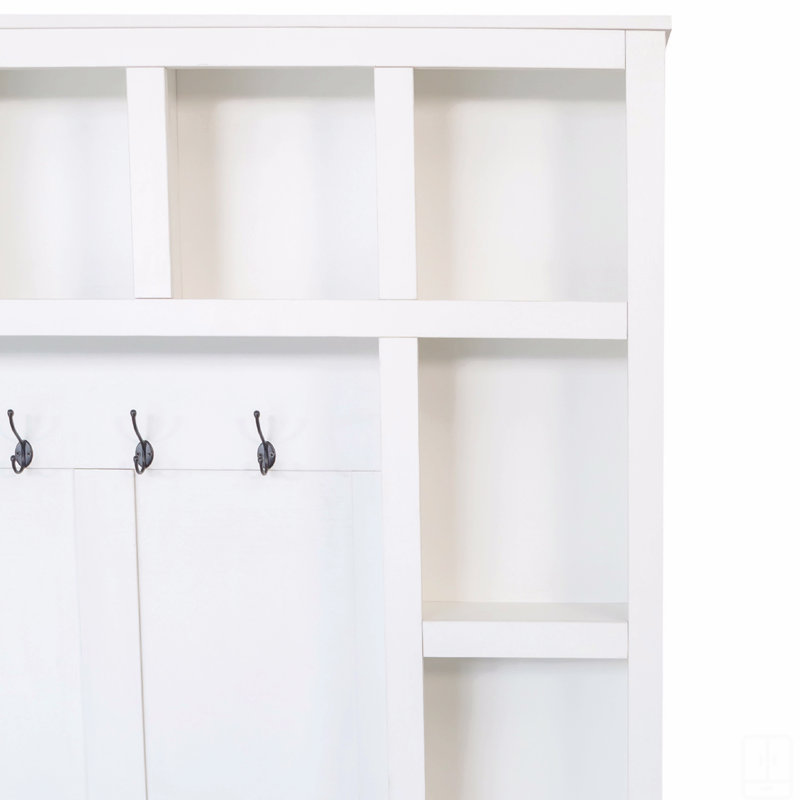 Hall Tree With Mutiple Cubes And Bench, White