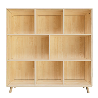 Pine Wood, 8 Organizer, 2 Large And 6 Medium Compartments, Books, , Build, Design Bookcase, Fixed Shelves, Cross Functionality, Natural Wood Grain, Industrial-Strength Panel Build