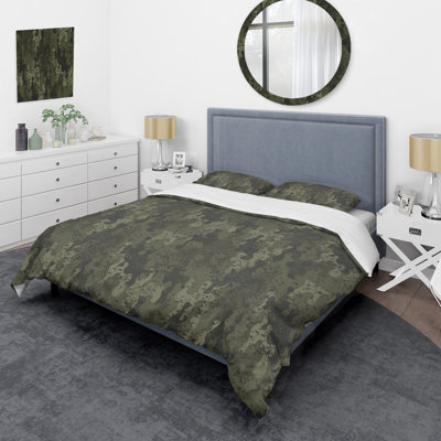 Ensemble de housse de couette en microfibre vert / noir 3 pièces