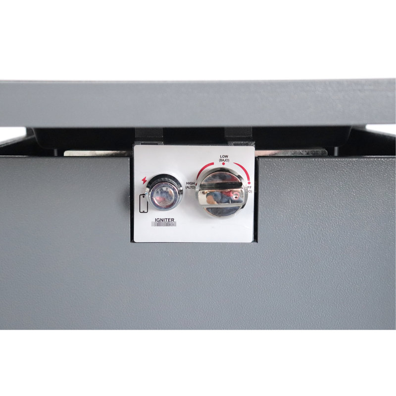 Table de foyer d'extérieur 25 po x 30 po avec couvercle, acier inoxydable, acier