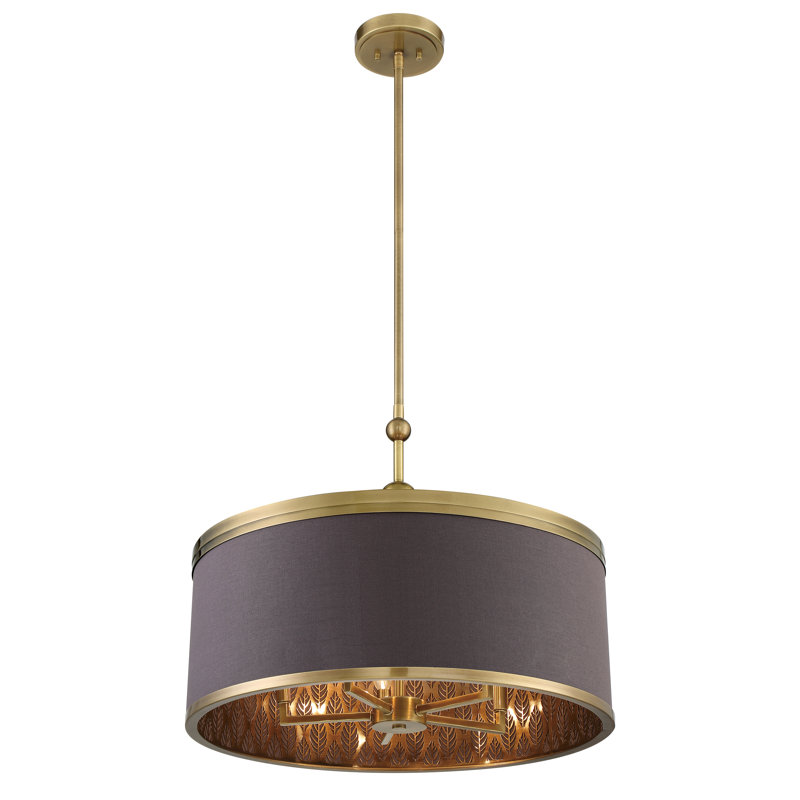 5 - Light Antique Brass Shaded Pendant